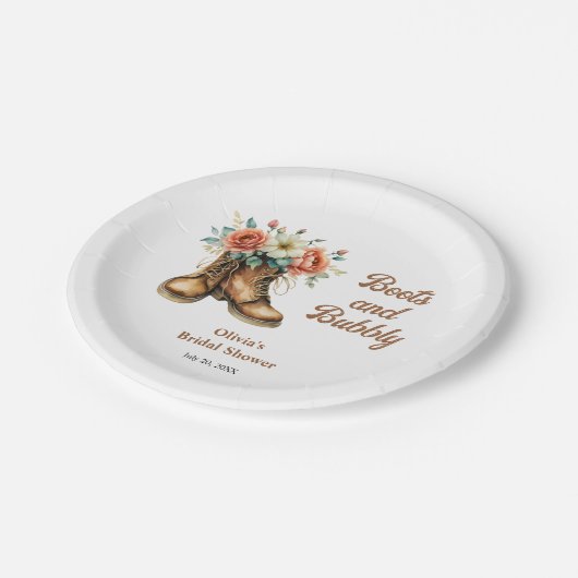 Rustische Boots en bubble Western Vrijgezellenfees Papieren Bordje (Gekanteld)