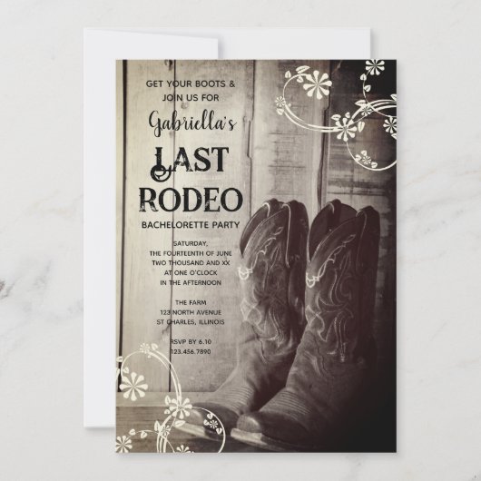 Rustische Boots Last Rodeo Westerne Bachelorette P Kaart (Voorkant)