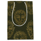 Rustische botanische gezichtlijnpatroon (2) medium cadeauzakje (Voorkant)