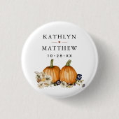 Rustische Botanische Herfst Pompoen Bruiloft Ronde Button 3,2 Cm (Voorkant)