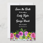 Rustische botanische tuin Boho Black Floral Weddin Save The Date (Voorkant)