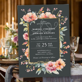 Rustische botanische tuin Gouden lijst Foto Huweli Kaart