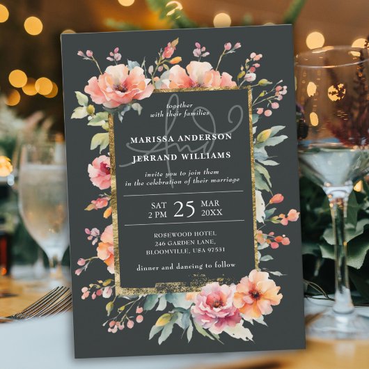 Rustische botanische tuin Gouden lijst Foto Huweli Kaart