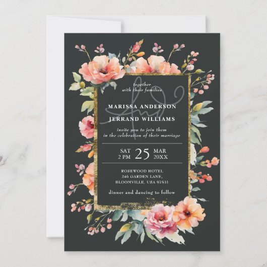 Rustische botanische tuin Gouden lijst Foto Huweli Kaart (Voorkant)