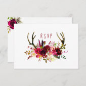 Rustische Bourgogne Floral Antlers RSVP kiezen vri (Voorkant / Achterkant)