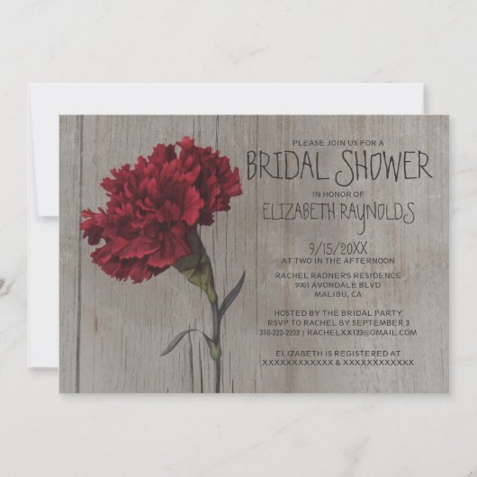 Rustische bridal van de anjer kaart (Voorkant)