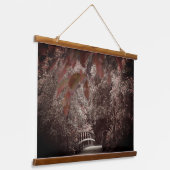 Rustische brug — Prachtige bomen Natuur Hangend Wandkleed (Gebogen)