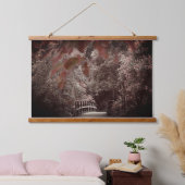 Rustische brug — Prachtige bomen Natuur Hangend Wandkleed (Slaapkamer)