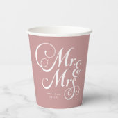 Rustische bruiloft: de heer & mevrouw Dusty Pink g Papieren Bekers (Achterkant)