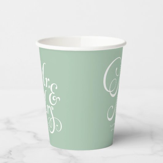 Rustische bruiloft: de heer & mevrouw Sage Green g Papieren Bekers (Links)
