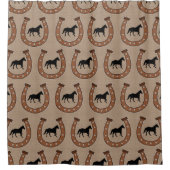 Rustische bruine Hoefijzers en zwarte paarden Douchegordijn (Voorkant)