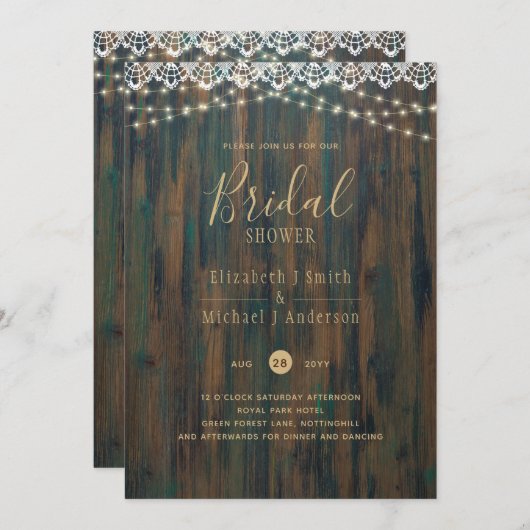 RUSTISCHE BUDGET LIGHTE VRIJGEZELLENFEEST KAART (Voorkant / Achterkant)