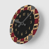 Rustische Buffalo Beren Bomen Rood Zwart Ronde Klok (Hoek)