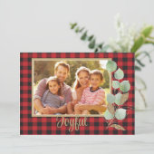 Rustische Buffalo Pset Glitter-kerstfamilie Kaart (Staand voorkant)