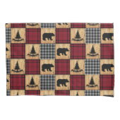 Rustische buffelcontrole Beren Bomen Rood Rood Zwa Kussensloop (Voorkant)