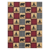 Rustische buffelcontrole Beren Bomen Rood Rood Zwa Tafelkleed (Voorkant)