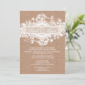 RUSTISCHE BURLAP  FLOWER WEDDING INVITATION KAART (Staand voorkant)