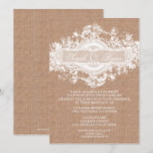 RUSTISCHE BURLAP  FLOWER WEDDING INVITATION KAART (Voorkant / Achterkant)