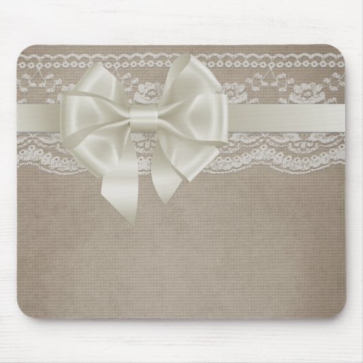 Rustische  Burlap & Lace Muismat (Voorkant)