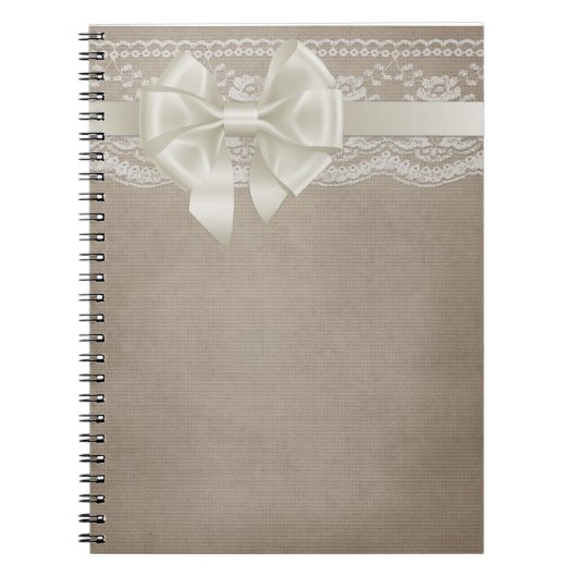 Rustische Burlap & Lace Notitieboek (Voorkant)