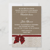 Rustische burlap Red Wedding Kaart (Voorkant)