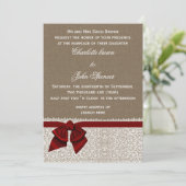 Rustische burlap Red Wedding Kaart (Staand voorkant)