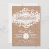 RUSTISCHE BURLAP STROOM BEWAREN DE DATUM SAVE THE DATE (Voorkant)