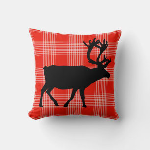 RUSTISCHE CABINEPILLOW, RODE CHECK DEER ELK KUSSEN