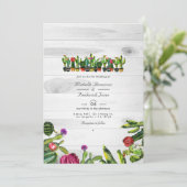 Rustische cactus Succulents QR Code RSVP Weddensch Kaart (Staand voorkant)