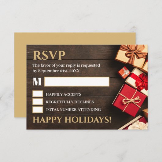 Rustische cadeaudoos, kerstfeest RSVP (Voorkant / Achterkant)