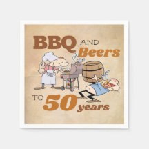 Rustische Cartoon BBQ en bier 50e verjaardag