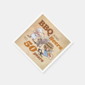 Rustische Cartoon BBQ en bier 50e verjaardag Servet (Hoek)