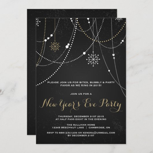 RUSTISCHE CHALKBOARD NIEUW JAAR'S EVE PARTIJINVITA KAART (Voorkant / Achterkant)