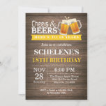 Rustische Cheers and Beers 18th Birthday Kaart<br><div class="desc">Rustic Cheers and Beers 18th Birthday Invitation Card. Volwassen verjaardag. Geel. 16e 18e 21e 21e 30e 40e 50e 70e 80e 90e 100e. Elke leeftijd. Voor verdere aanpassing,  te klikken gelieve de knoop "van de Aanpassing het"en ons ontwerphulpmiddel te gebruiken om deze sjabloon te wijzigen.</div>