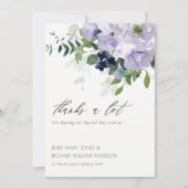 Rustische Chic Violet Paarse Floral Leafy Wedding Bedankkaart (Voorkant)