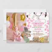 Rustische cowgirl westerne foto eerste rodeo verja kaart (Voorkant)