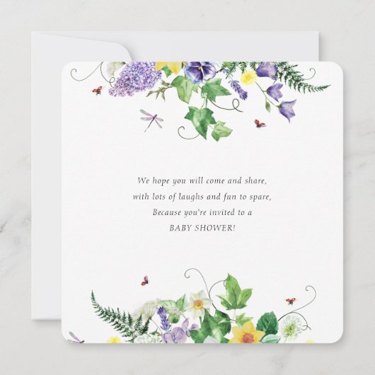 Rustische Daffodils, wilde bloemen en gedicht Baby Kaart (Achterkant)