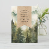 Rustische Dennenboom Berg Natuur Avonturen Foto Save The Date (Staand voorkant)