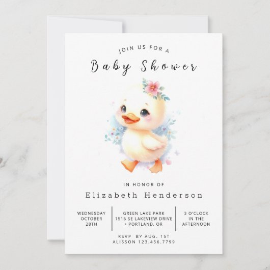 Rustische Digitale Eend Baby Shower Kaart (Voorkant)