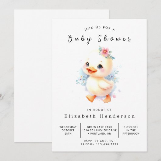 Rustische Digitale Eend Baby Shower Kaart (Voorkant / Achterkant)