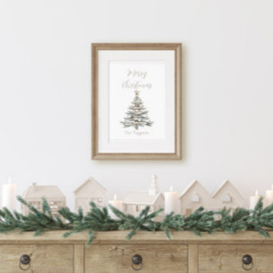 Rustische Drijfhout Kerstboom aan de Kust Poster