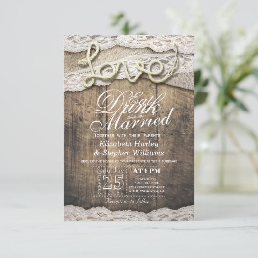 Rustische Drink van de kant van het land EAT wordt Kaart (Staand voorkant)