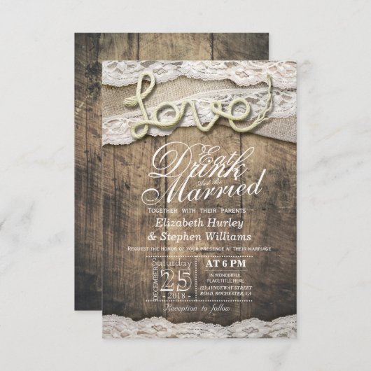 Rustische Drink van de kant van het land EAT wordt Kaart (Voorkant / Achterkant)