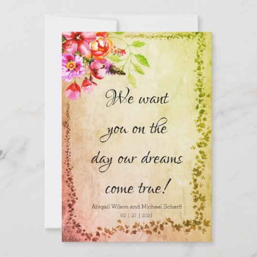 Rustische dromen komen uit echte weddenschappen kaart (Voorkant)