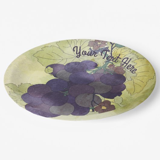 Rustische druiven, aangepast papieren bordje (Gekanteld)