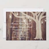 Rustische eekbomen Righting Wood Wedding Invitting Kaart (Voorkant)