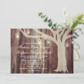 Rustische eekbomen Righting Wood Wedding Invitting Kaart (Staand voorkant)