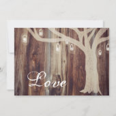 Rustische eekbomen Righting Wood Wedding Invitting Kaart (Achterkant)