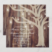 Rustische eekbomen Righting Wood Wedding Invitting Kaart (Voorkant / Achterkant)