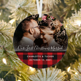 Rustische eerste kerstman, gehuwd foto 2 metalen ornament